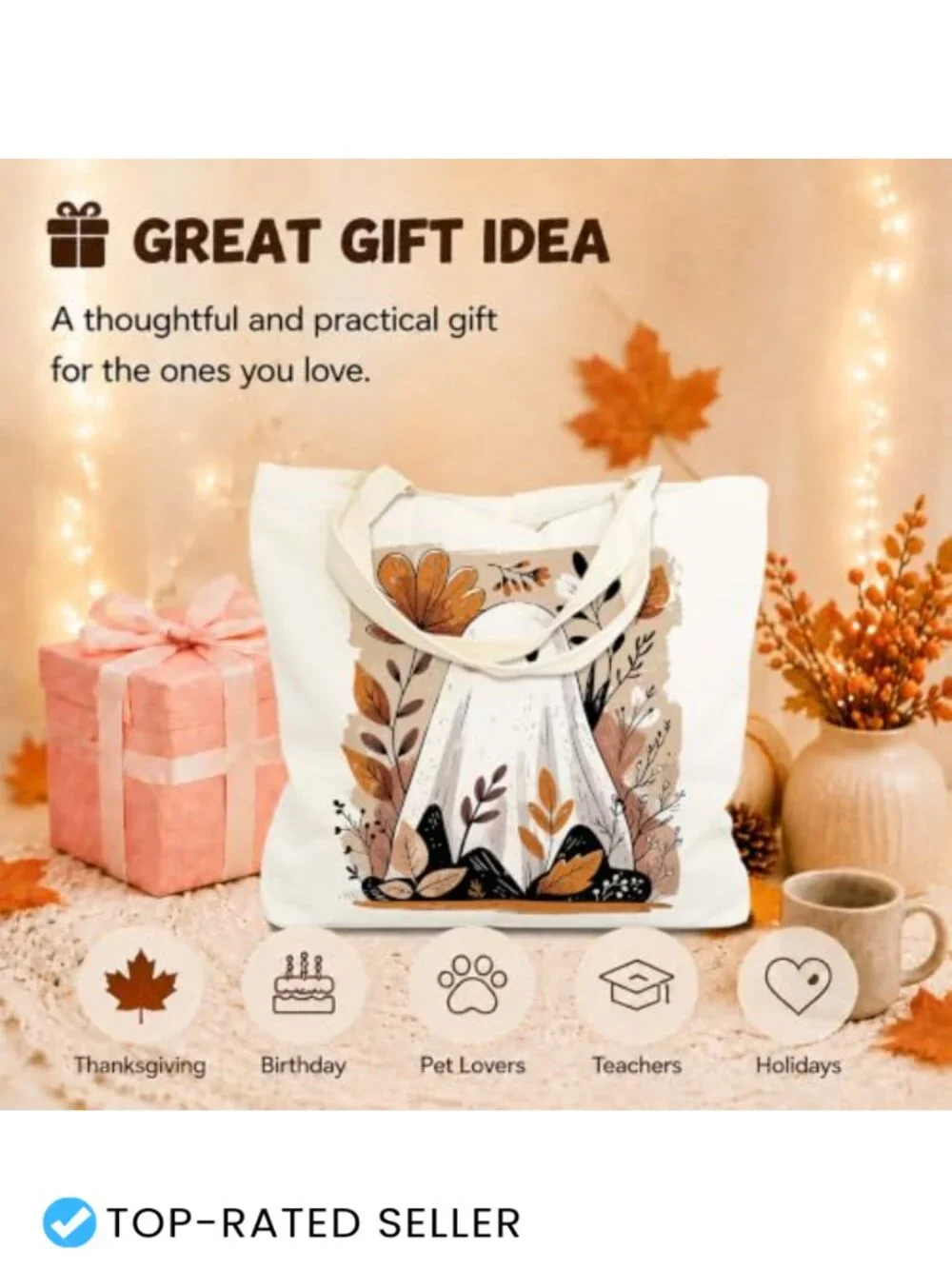 Canvas Tote Bag for Women Fall Autumn Reusable Shoulder Bag